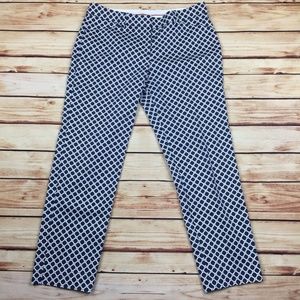 ZAC & RACHEL Blue & White Geometric Ankle Pants 10